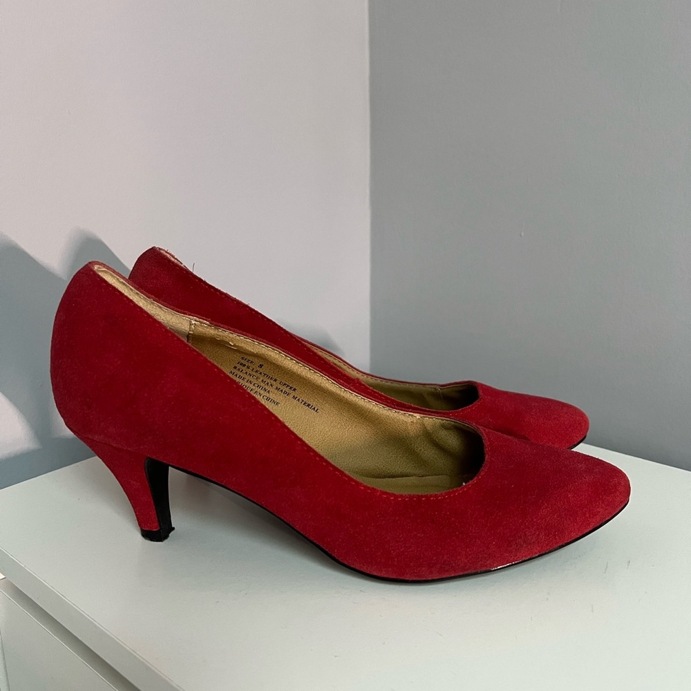 Kimchi Blue Elegant Red Suede Heels